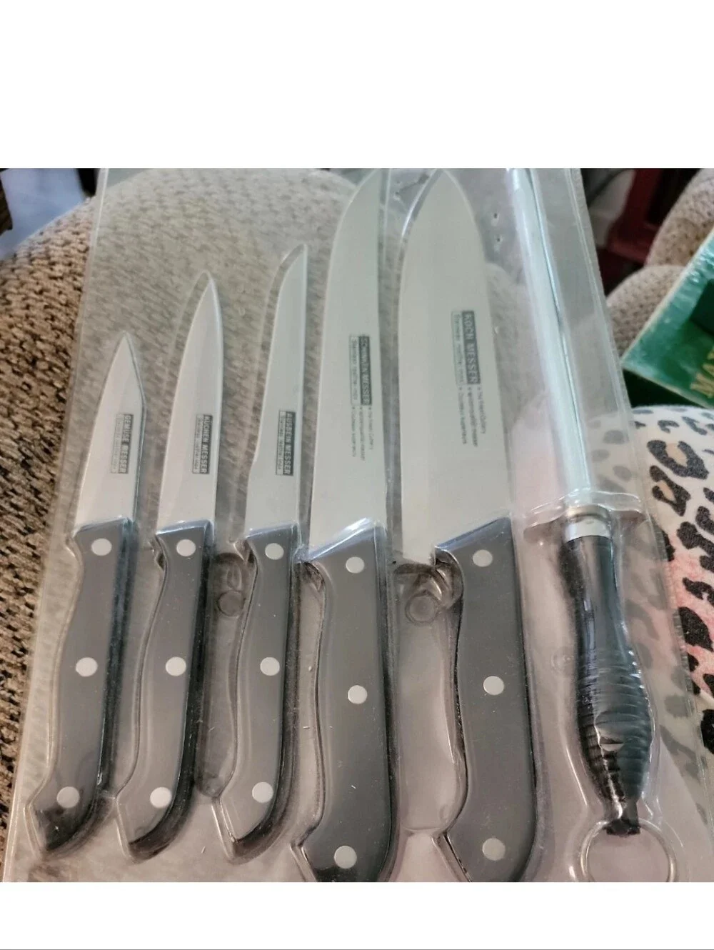 NOS Messer Chef's Kitchen Cutlery Set of 5 Stainless Steel Knives & Sharpener